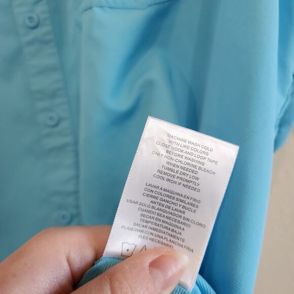 Real Tree Fishing Short Sleeve Vented Fishing Shirt Button Up Turquoise Size XL - Picture 9 of 11